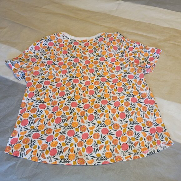 Short Sleeve Crop Tee Top Print White Orange Pink Women Size XL - Picture 7 of 9